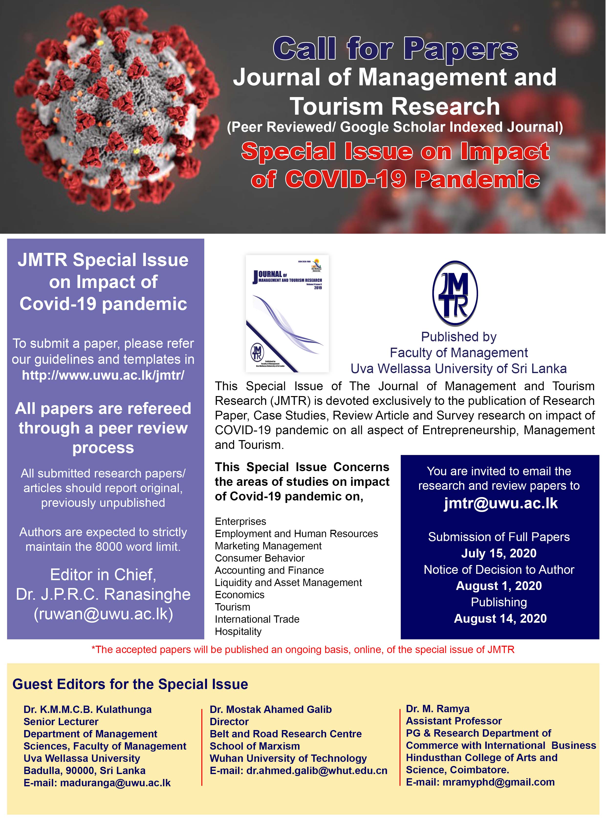 Special Issue on Impact of COVID-19 Pandemic