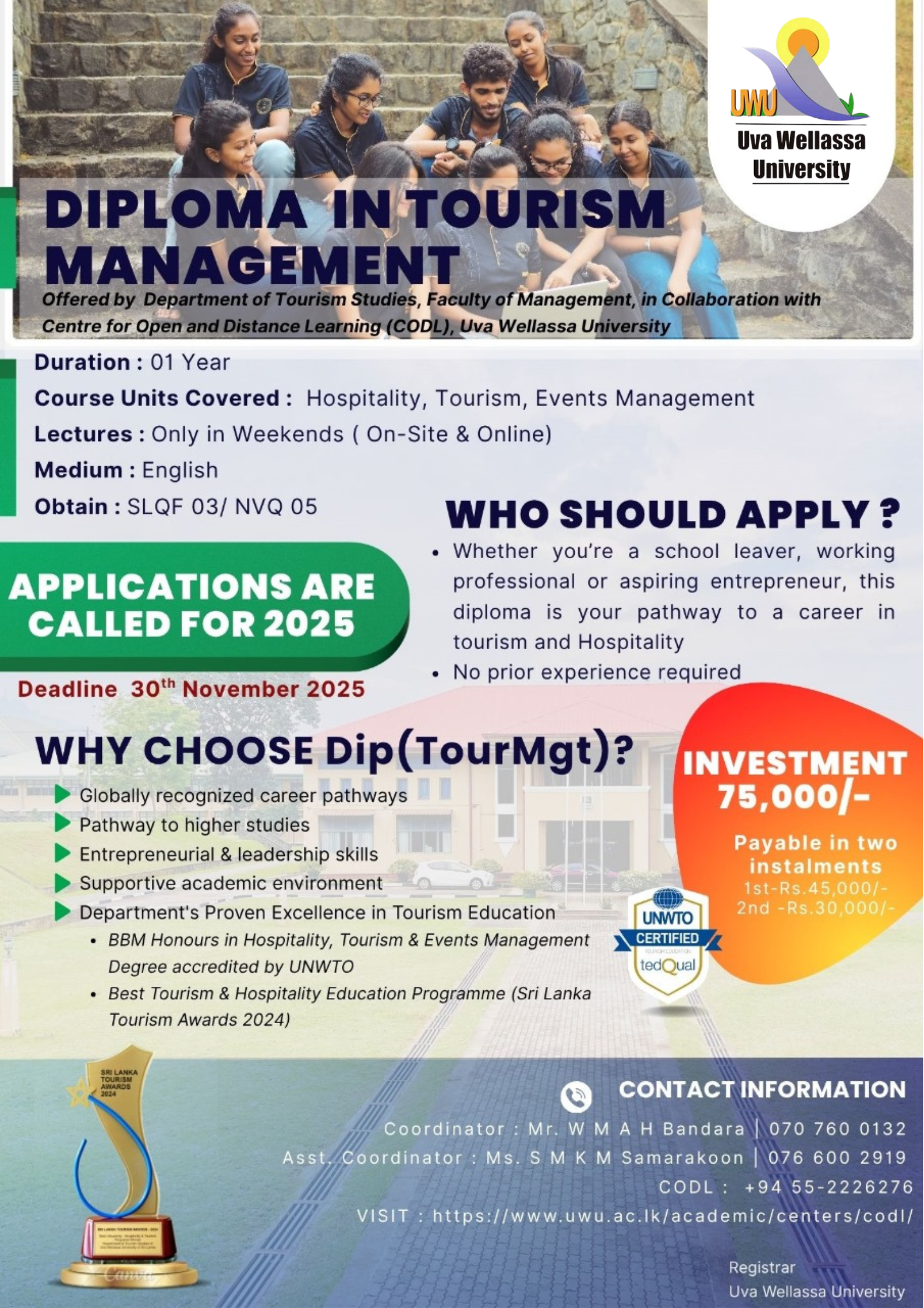 Diploma in Tourism Management