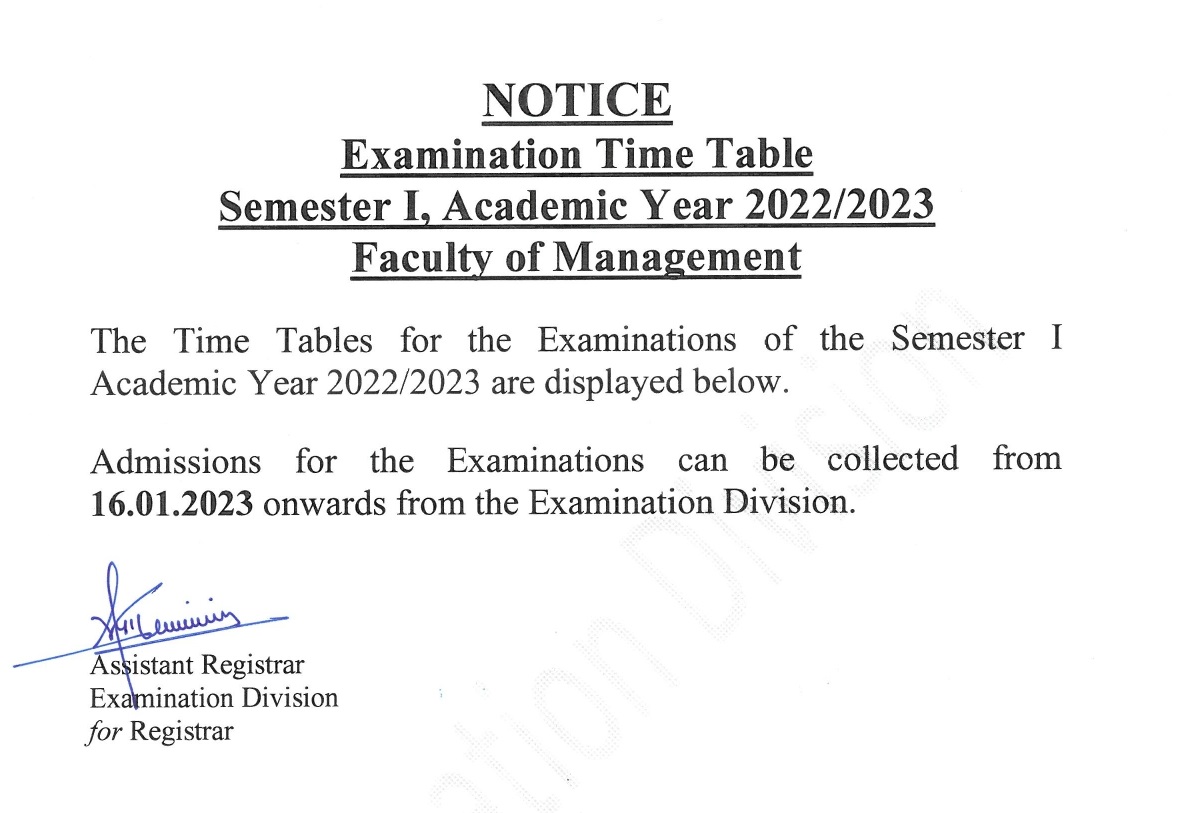 MGT TIME TABLE NOTICE