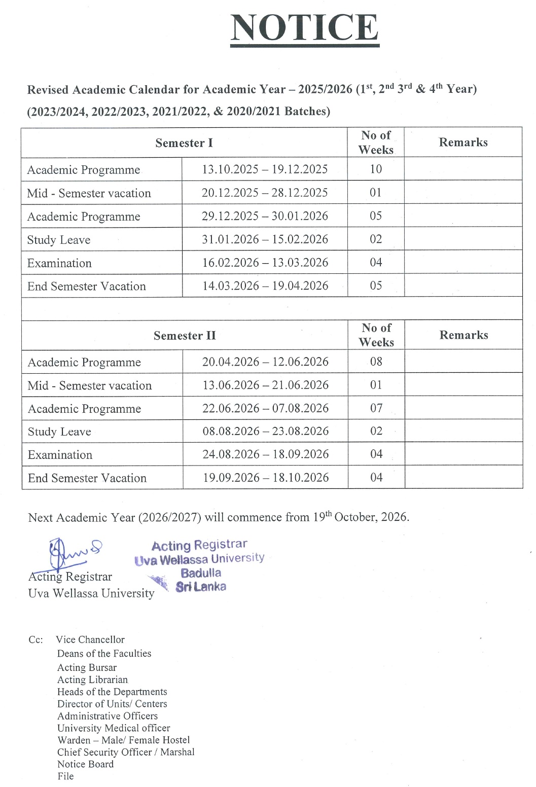 Revised academic calendar - AY 2025-2026_page-0001