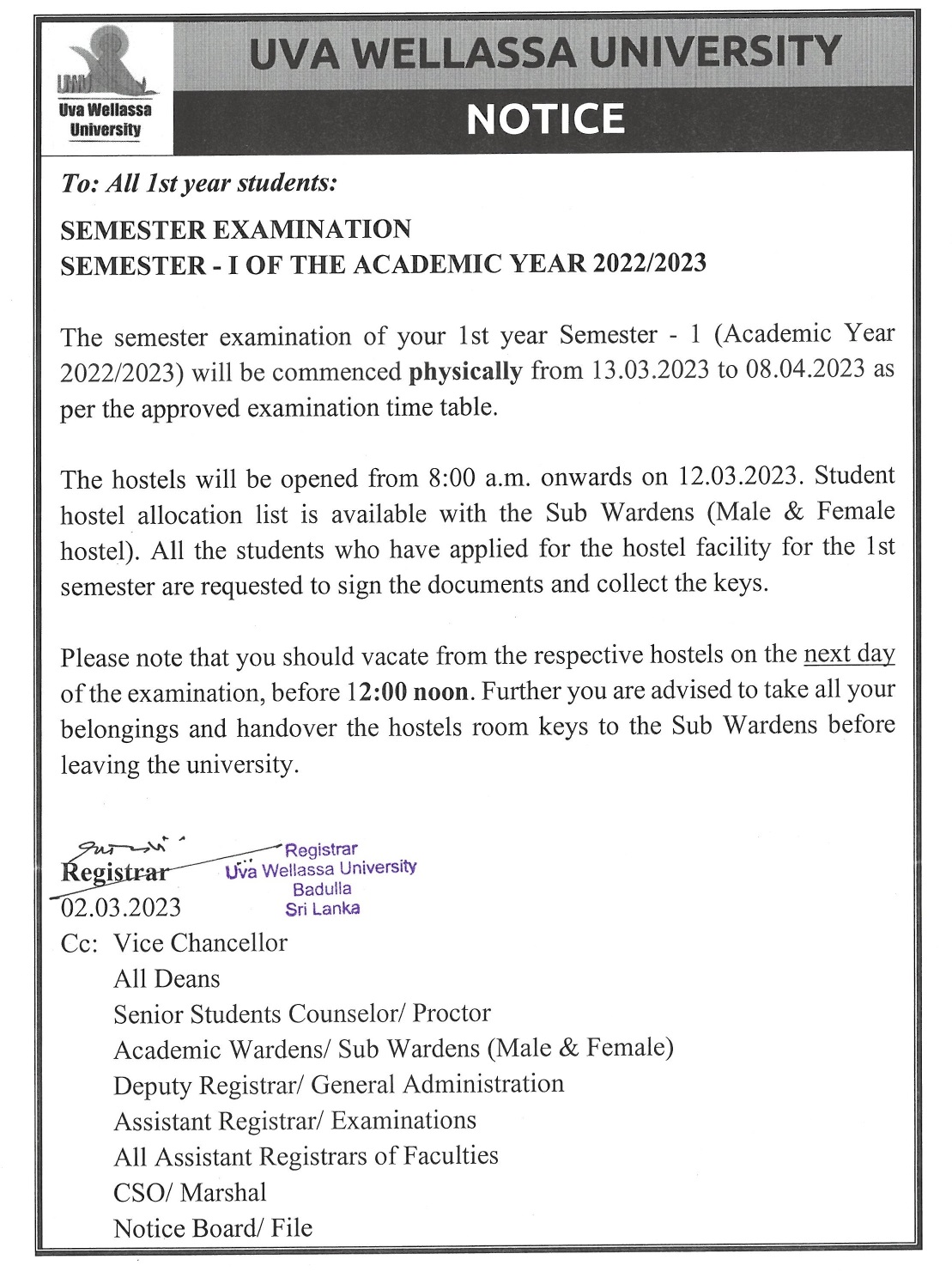 Semester Exam I - 22-23 AY 20-21 Batch