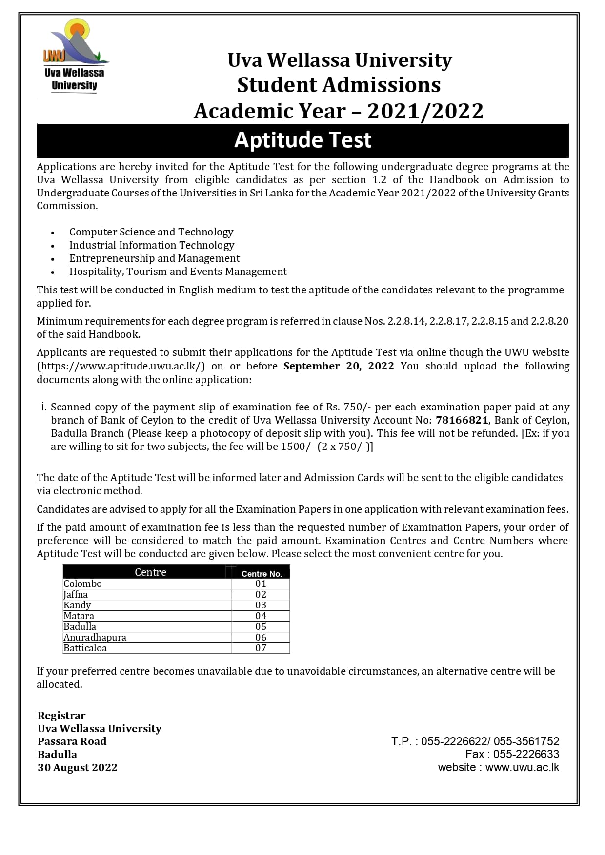 Aptitude Advertisement - English