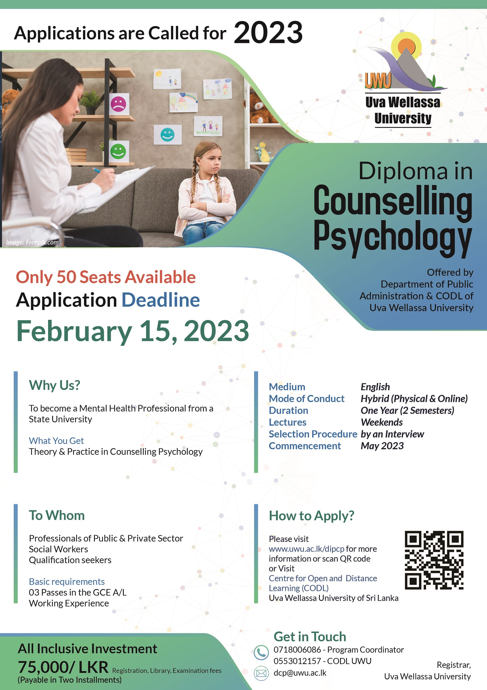 Diploma in Counselling Psychology 2023