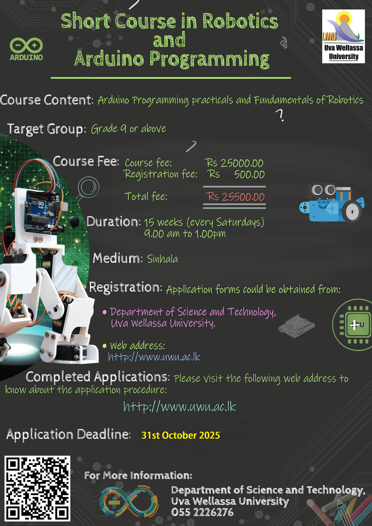 Short Course in Robotics and Arduino Programming