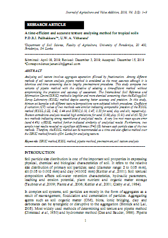 Time Efficient and Accurate Texture Analysing Method for Tropical Soils