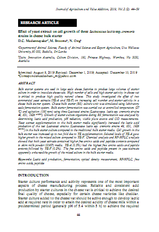 Effect of yeast extract on cell growth of three Lactococcus lactis ssp. cremoris strains in cheese bulk starter